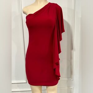 Boston Proper One Shoulder Lined Red  Dress Size 0